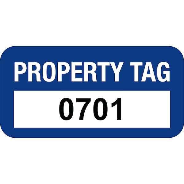 Lustre-Cal VOID Label PROPERTY TAG Dark Blue 1.50in x 0.75in Serialized 0701-0800, 100PK 253774Vo1Bd0701 - main
